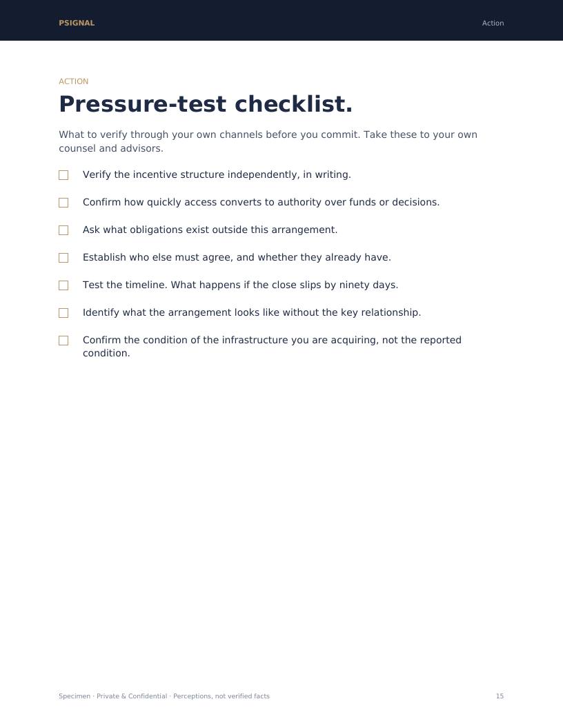 Pressure-test checklist